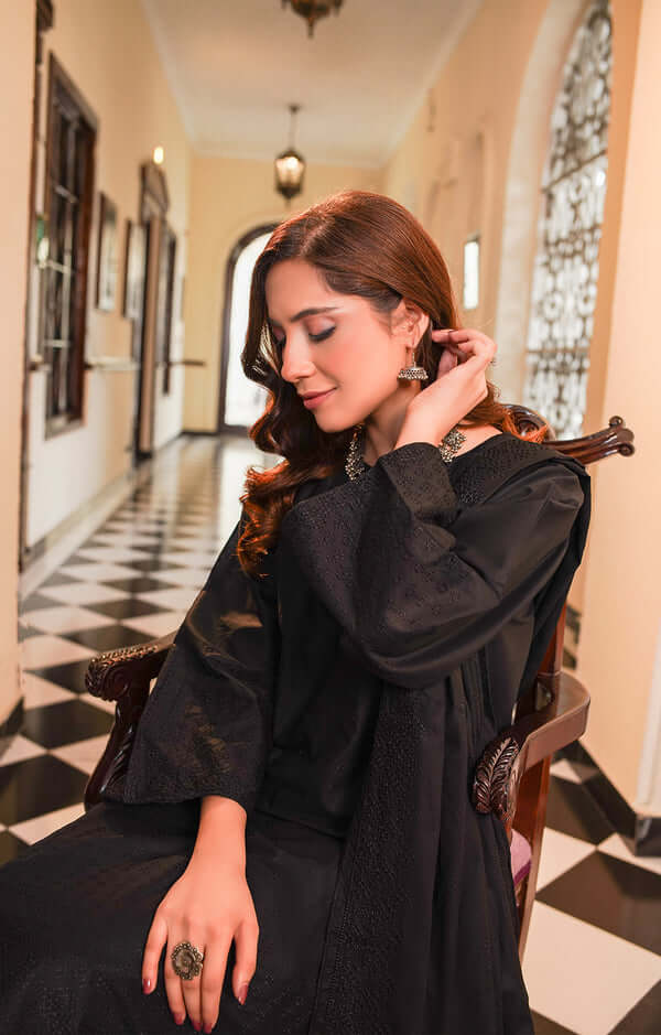 3 Piece Stitched Embroidered Lawn Suit with Embroidered Cotton Lawn Dupatta