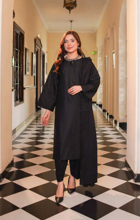 3 Piece Stitched Embroidered Lawn Suit with Embroidered Cotton Lawn Dupatta